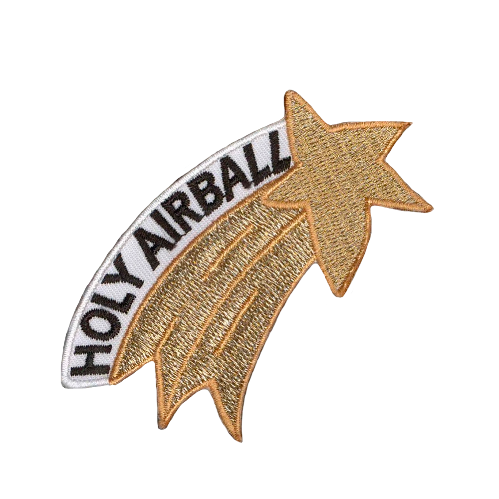 Brodeerattu kangasmerkki, holy airball.