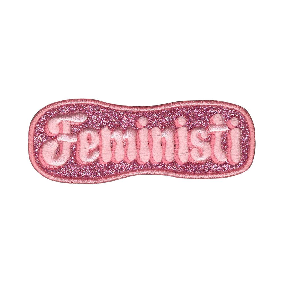 Brodeerattu glitterhaalarimerkki, feministi.