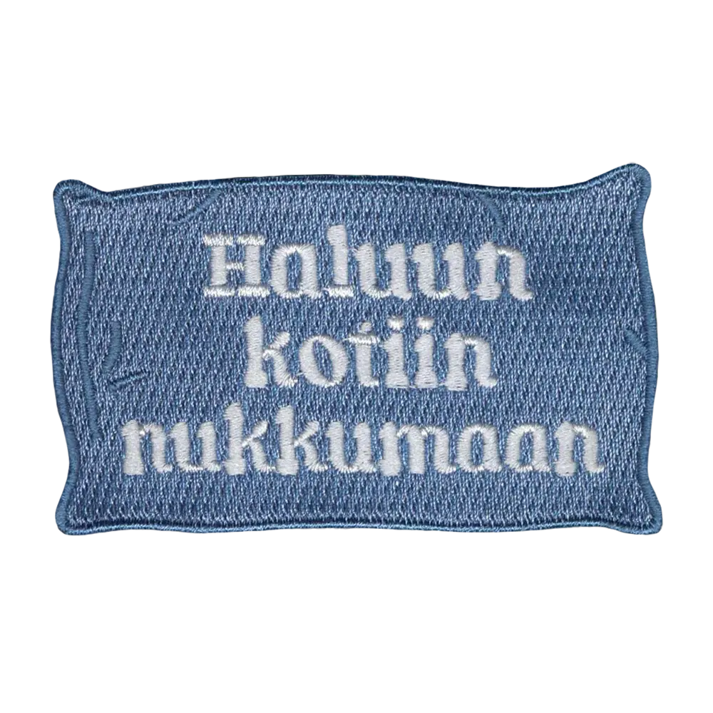Brodeerattu kangasmerkki, tyyny.
