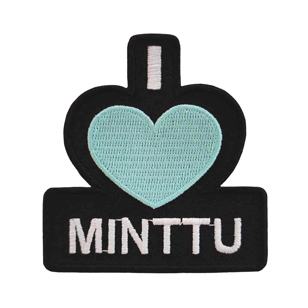 I love Minttu - kangasmerkki. merkittu.com - haalarimerkit