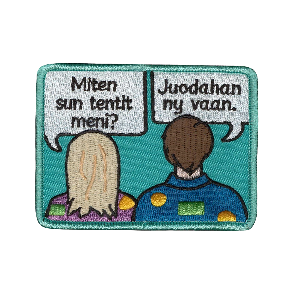 Brodeerattu haalarimerkki, opiskelijat.
