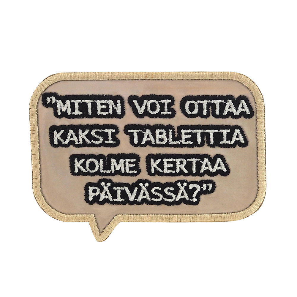 Haalarimerkki - Kaksi tablettia - hologrammi merkki merkittu.com