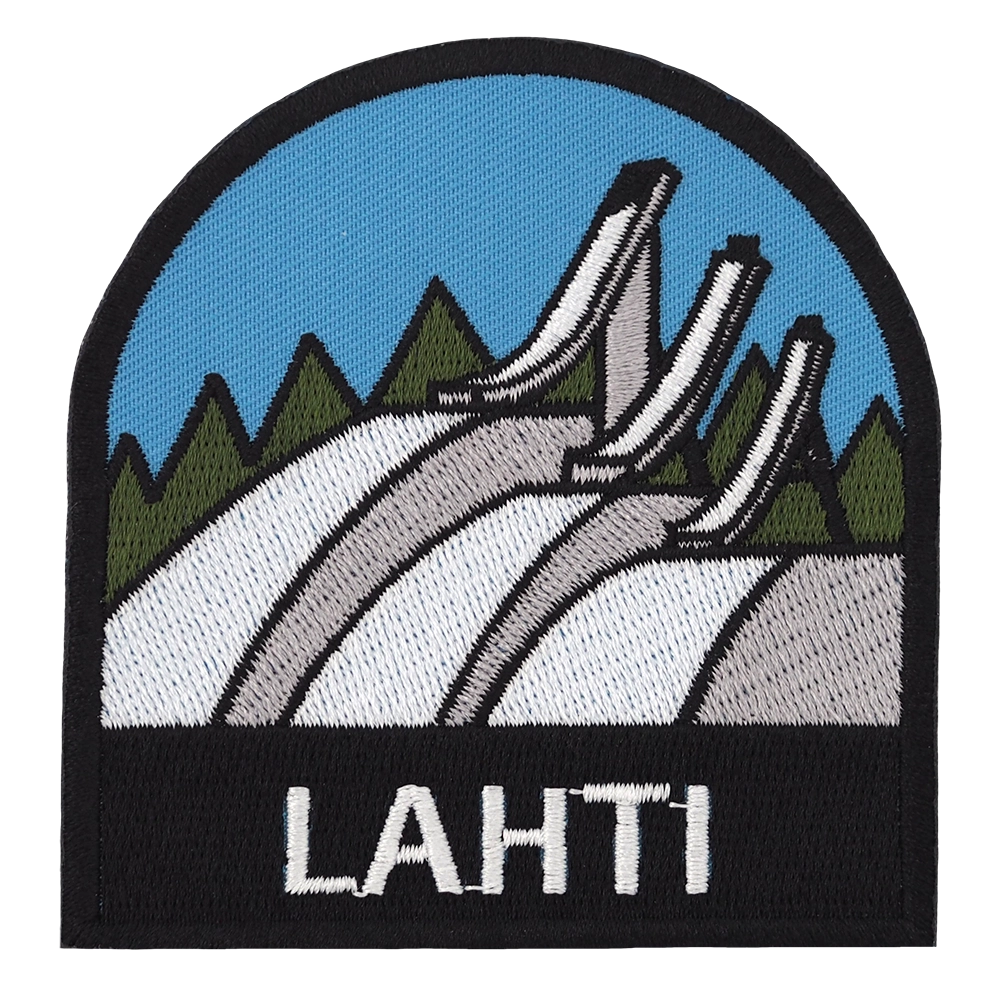 Brodeerattu haalarimerkki, Lahti.
