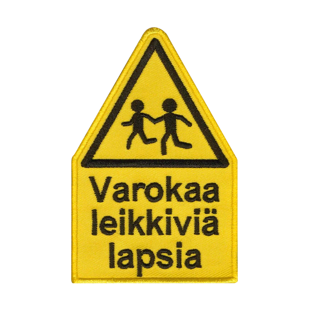 Brodeerattu kangasmerkki.