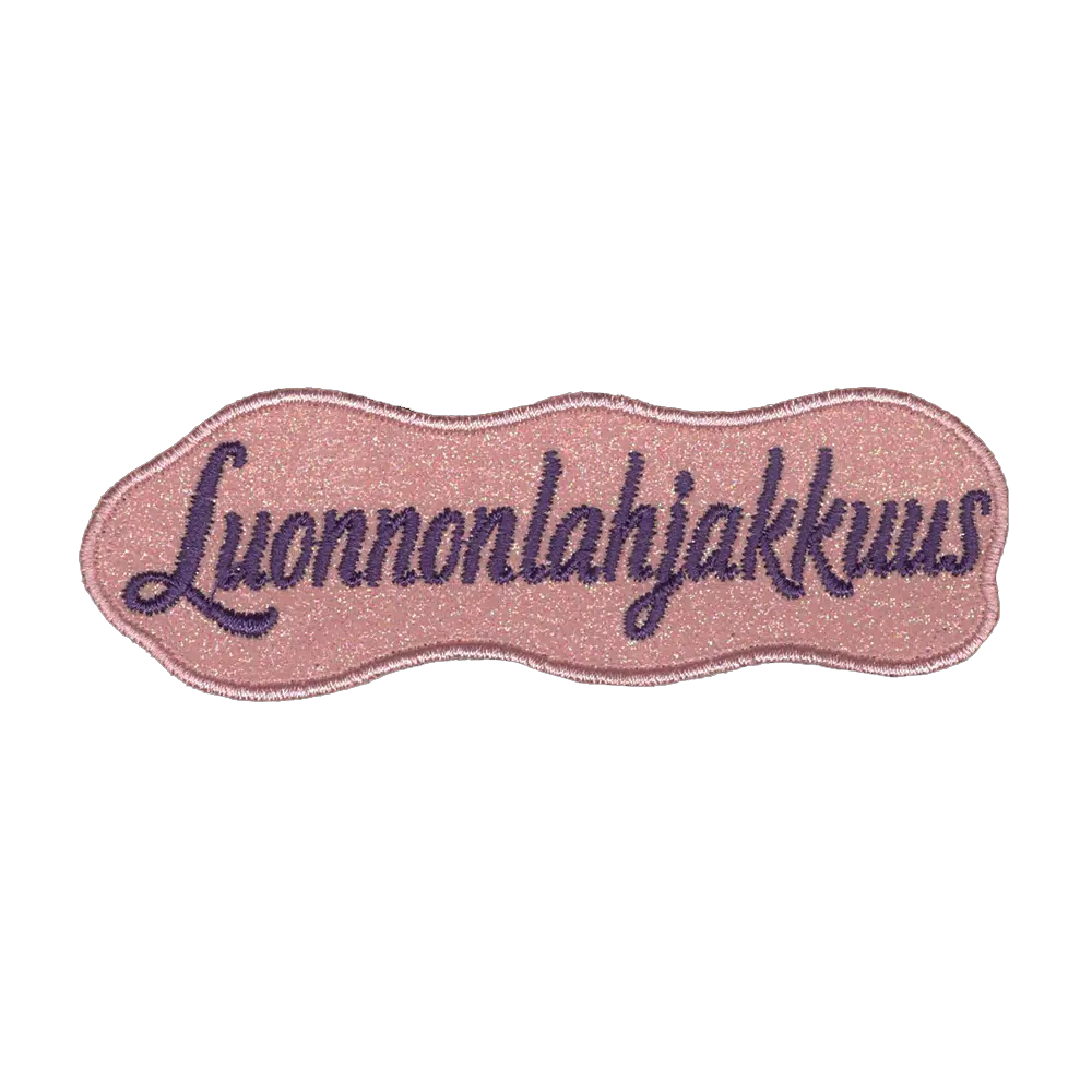Brodeerattu glitterkankasmerkki.