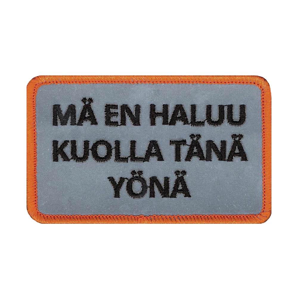 Brodeerattu heijastava kangasmerkki.