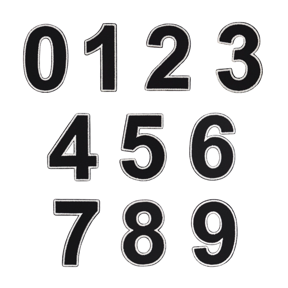 Brodeeratut numerot nollasta yhdeksään.