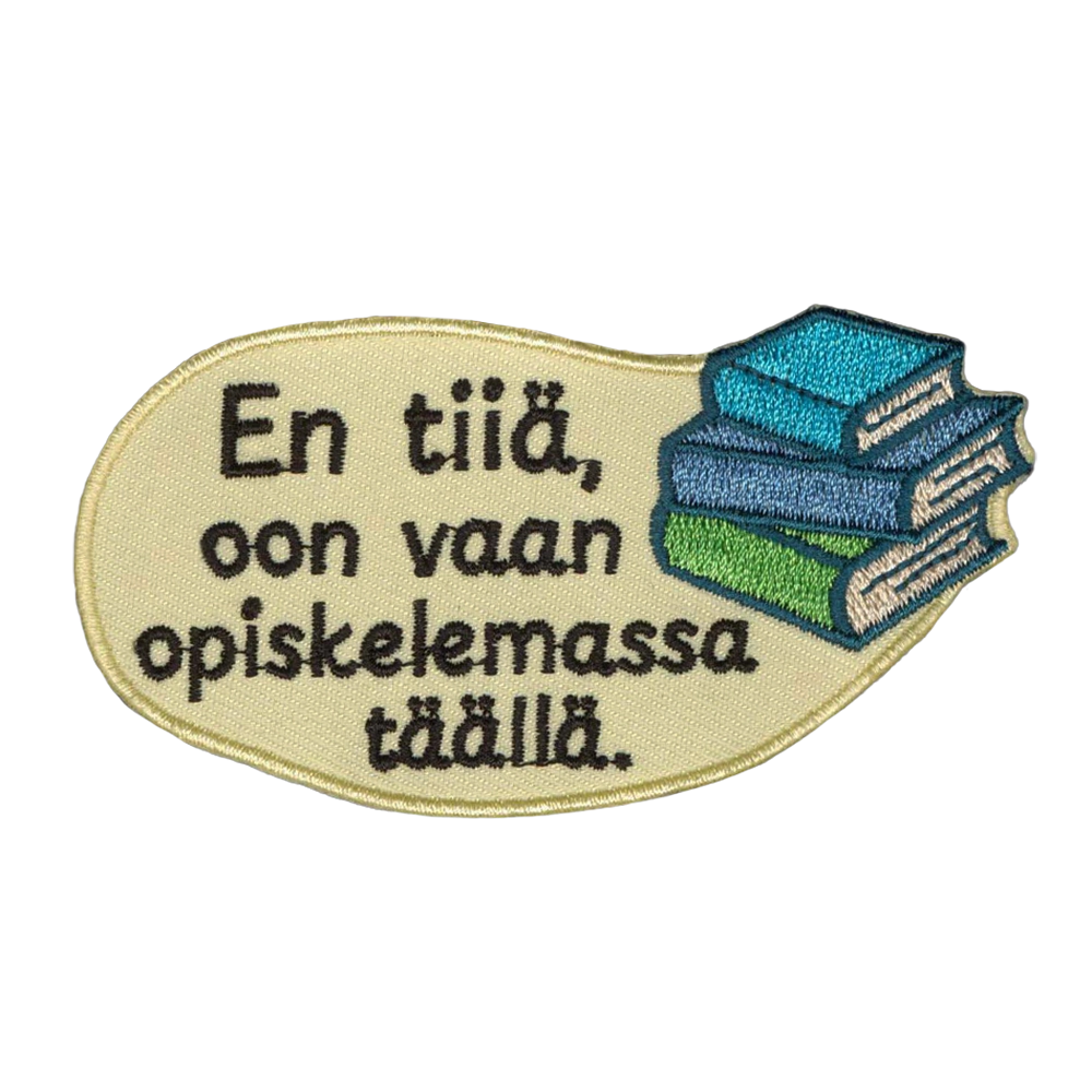 Brodeerattu kangasmerkki, kirjat.