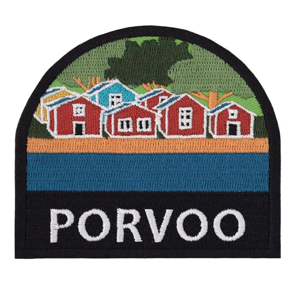 Brodeerattu haalarimerkki, Porvoo.