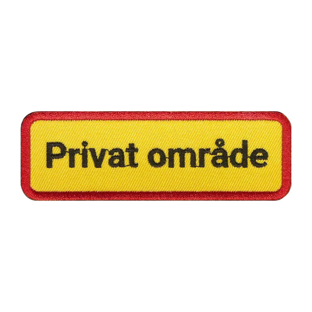 Brodeerattu kangasmerkki, Privat område.