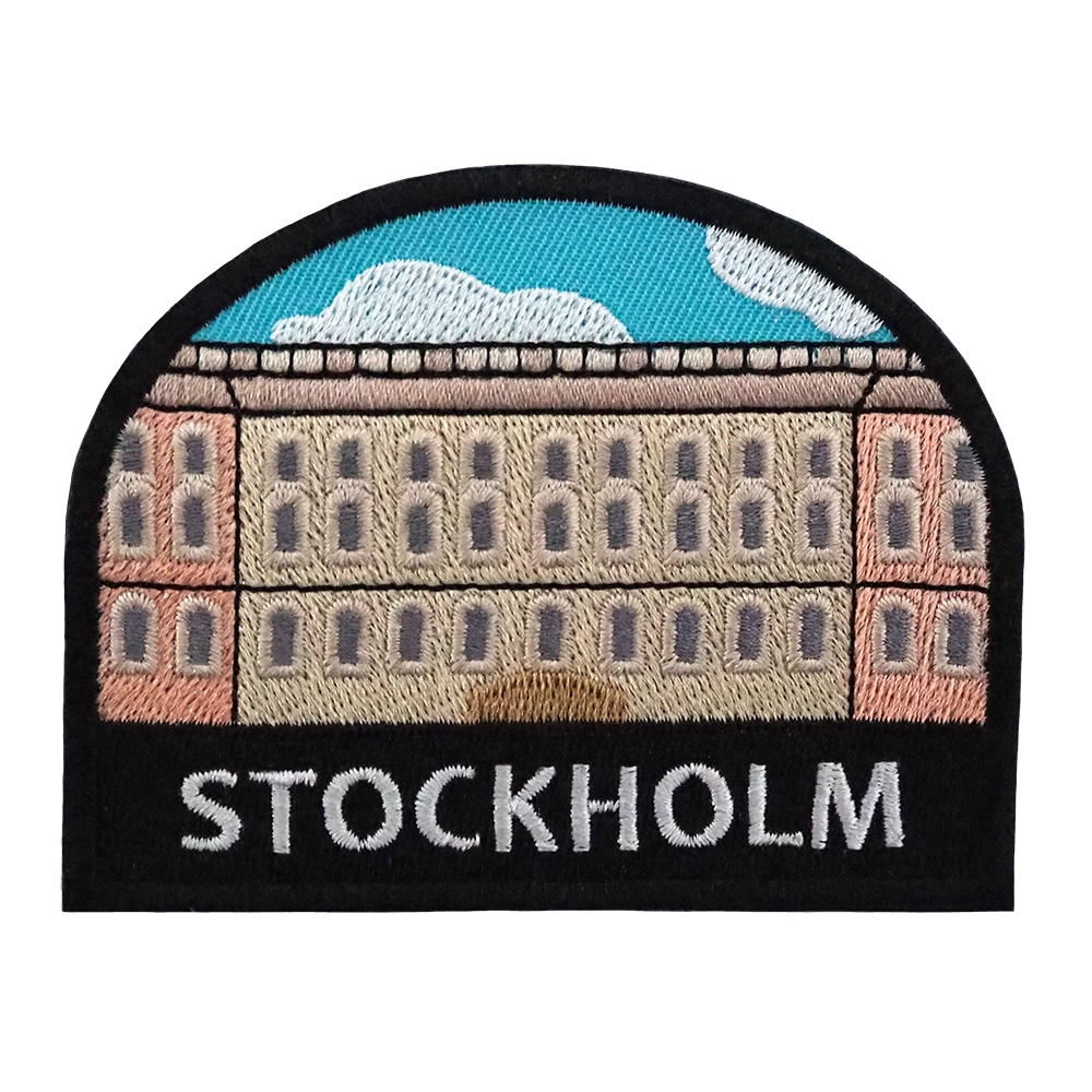 Brodeerattu haalarimerkki, Stockholm.