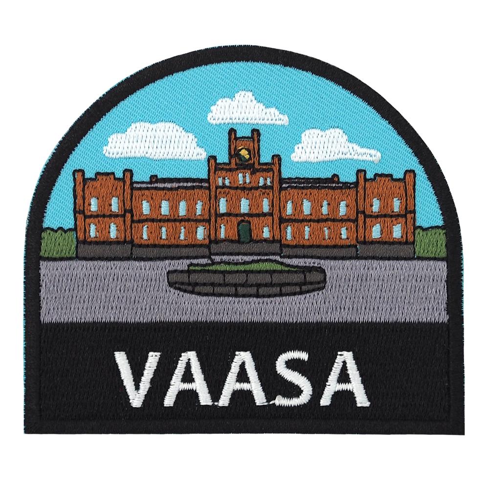 Brodeerattu haalarimerkki, Vaasa.