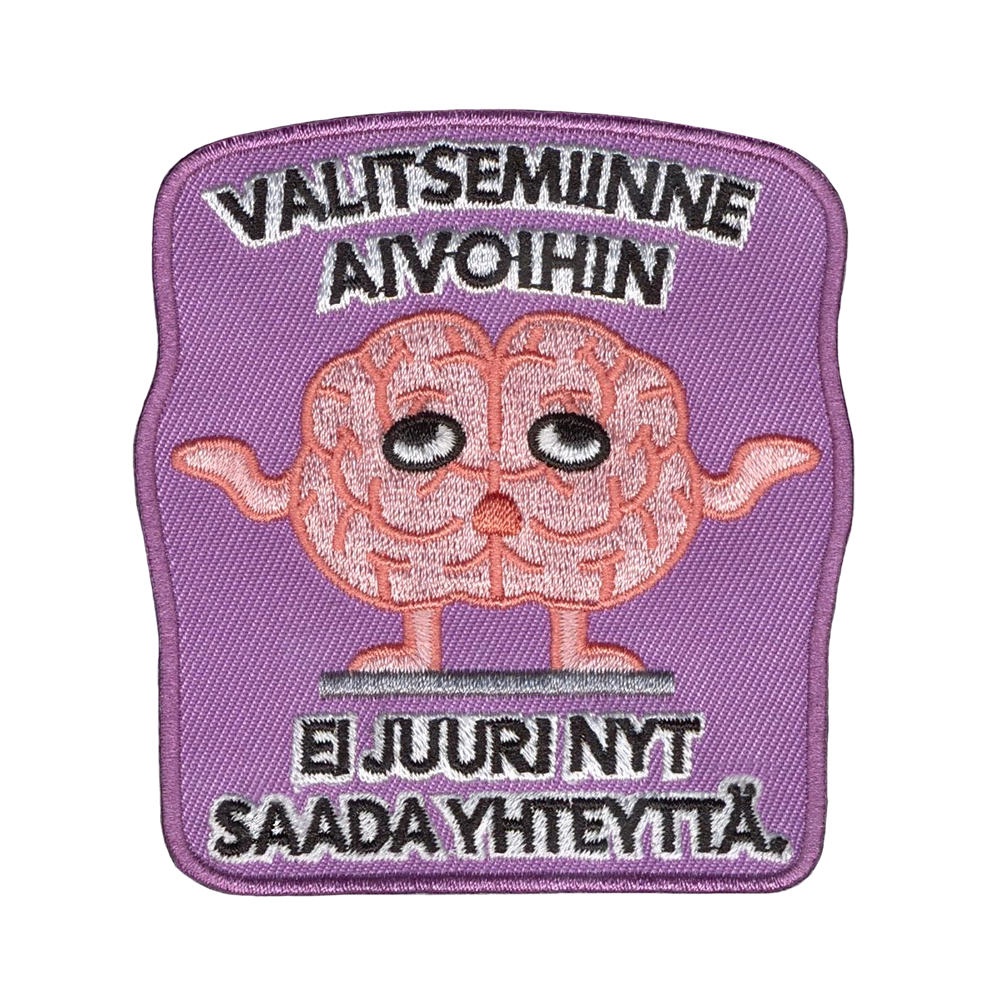Brodeerattu haalarimerkki, aivot.